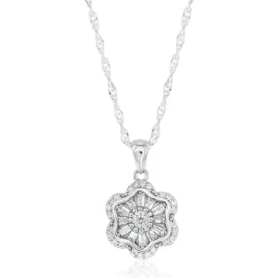 Donatello Gian Sterling Silver Moissanite Flower Necklace