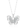 Donatello Gian Sterling Silver Moissanite Large Butterfly Necklace In Metallic