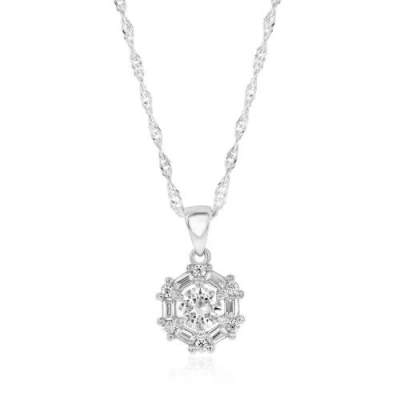 Donatello Gian Sterling Silver Moissanite Necklace In Metallic