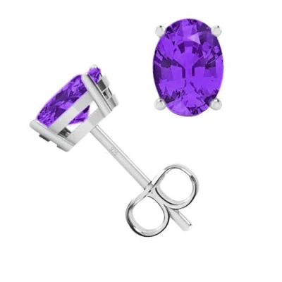 Donatello Gian Sterling Silver Oval Studs In Purple