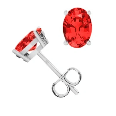Donatello Gian Sterling Silver Oval Studs In Red