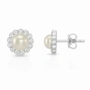 Donatello Gian Sterling Silver Pearl Halo Earrings In Silver