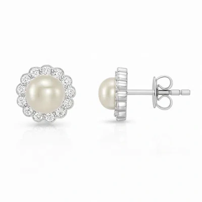 Donatello Gian Sterling Silver Pearl Halo Earrings