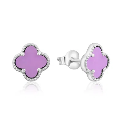Donatello Gian Sterling Silver Purple Clover Studs