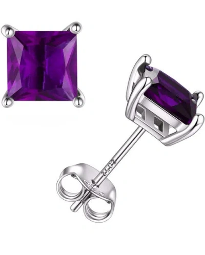 Donatello Gian Sterling Silver Purple Square Earrings