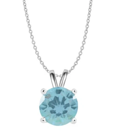 Donatello Gian Sterling Silver Round Created Gemstone Necklace In Aquamarine
