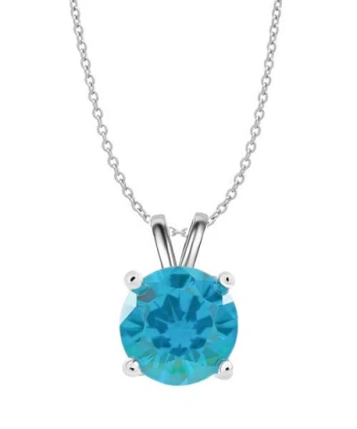 Donatello Gian Sterling Silver Round Created Gemstone Necklace In Blue Topaz