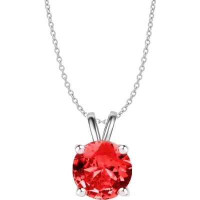 Donatello Gian Sterling Silver Round Created Ruby Necklace In Red