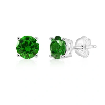 Donatello Gian Sterling Silver Round Cut Studs In Green