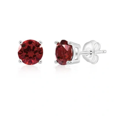 Donatello Gian Sterling Silver Round Cut Studs In Red