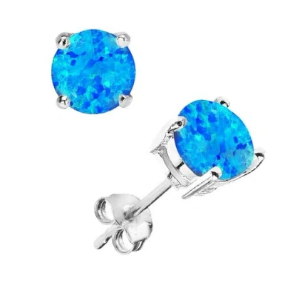 Donatello Gian Sterling Silver Round Opal Earrings In Blue
