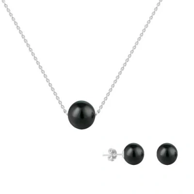 Donatello Gian Sterling Silver Shell Pearl Jewelry Set In Black