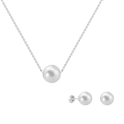 Donatello Gian Sterling Silver Shell Pearl Jewelry Set In Grey