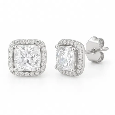 Donatello Gian Sterling Silver Square Halo Earrings