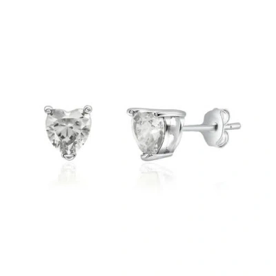 Donatello Gian Sterling Silver Tiny Heart Studs In Metallic