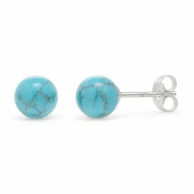 Donatello Gian Sterling Silver Turquoise Ball Earrings In Blue