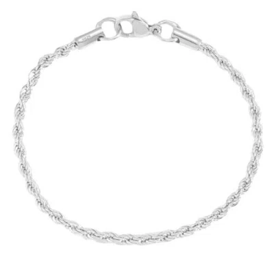 Donatello Gian Sterling Silver Twisted Link Anklet In Metallic