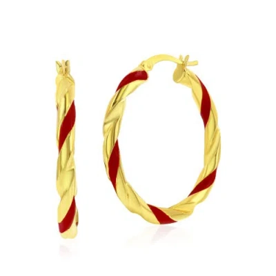 Donatello Gian Sterling Silver Two-tone Hoops In Gold