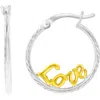 Donatello Gian Sterling Silver Two-tone Love Hoops In Metallic