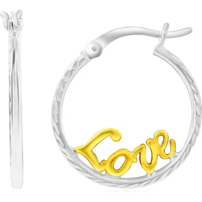 Donatello Gian Sterling Silver Two-tone Love Hoops