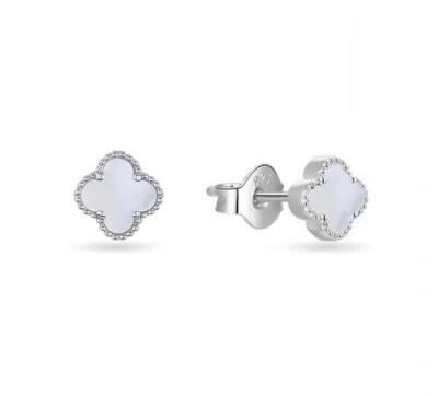 Donatello Gian Sterling Silver White Clover Earrings