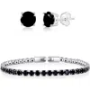 Donatello Gian Tennis Bracelet And Earrings Set In Black