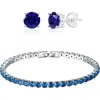 Donatello Gian Tennis Bracelet And Earrings Set In Blue