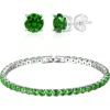 Donatello Gian Tennis Bracelet And Earrings Set In Green