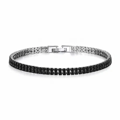 Donatello Gian Two Row Black Tennis Bracelet In Metallic