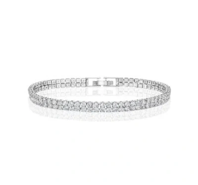 Donatello Gian Two Row Crystal Tennis Bracelet In Metallic