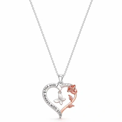 Donatello Gian Two Tone Butterfly And Heart Necklace In Multi