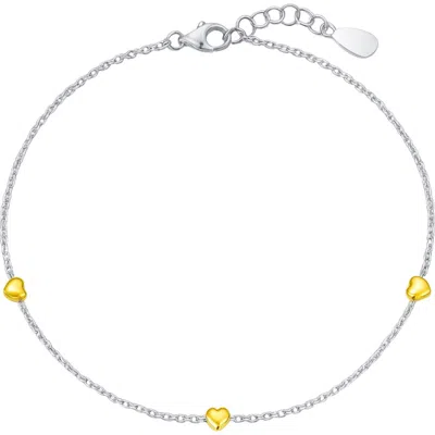 Donatello Gian Two Tone Heart Bracelet In Metallic