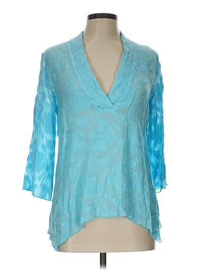 Pre-owned Doncaster Collection 3/4 Sleeve Blouse In Blue