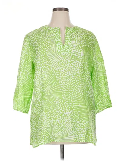 Pre-owned Doncaster Collection 3/4 Sleeve Blouse In Green