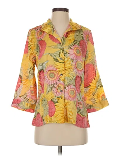 Pre-owned Doncaster Collection 3/4 Sleeve Blouse In Yellow