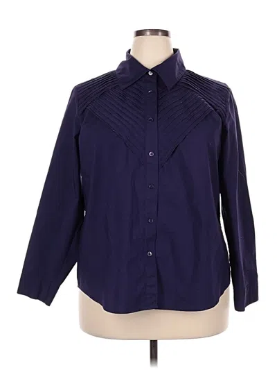 Pre-owned Doncaster Collection 3/4 Sleeve Button Down Shirt In Purple