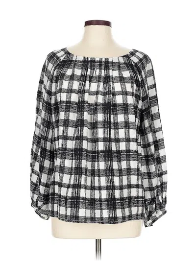 Pre-owned Doncaster Collection 3/4 Sleeve Silk Top Black Square Neckline Tops