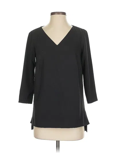 Pre-owned Doncaster Collection 3/4 Sleeve Silk Top Black V-neck Tops