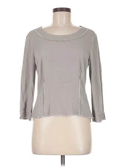Pre-owned Doncaster Collection 3/4 Sleeve Top Gray Boatneck Tops