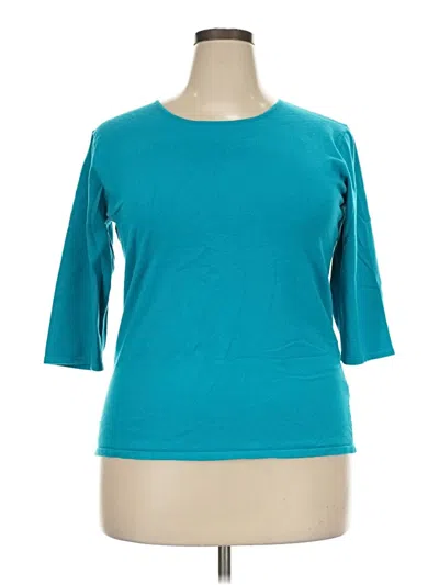 Pre-owned Doncaster Collection 3/4 Sleeve Top Teal Scoop Neck Tops