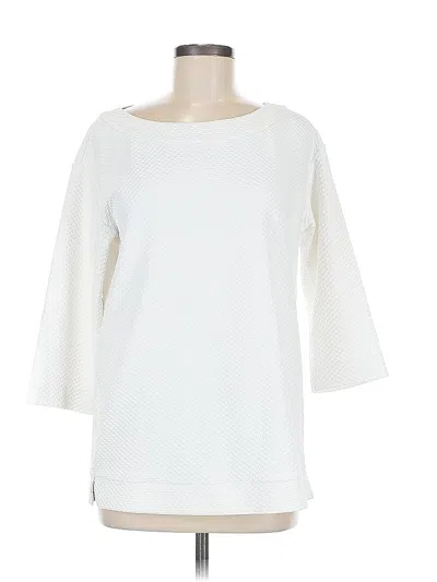 Pre-owned Doncaster Collection 3/4 Sleeve Top White Boatneck Tops