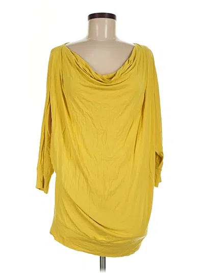 Pre-owned Doncaster Collection 3/4 Sleeve Top Yellow Cowl Neck Tops