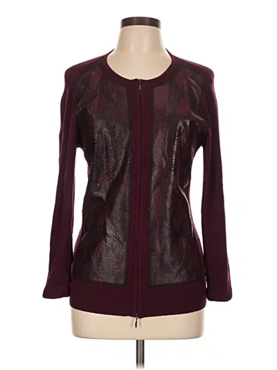 Pre-owned Doncaster Collection Cardigan Sweater In Burgundy