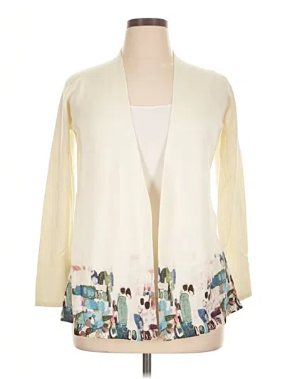 Pre-owned Doncaster Collection Cashmere Cardigan Sweater In White