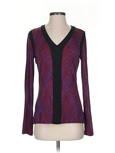 Pre-owned Doncaster Collection Long Sleeve Blouse In Burgundy