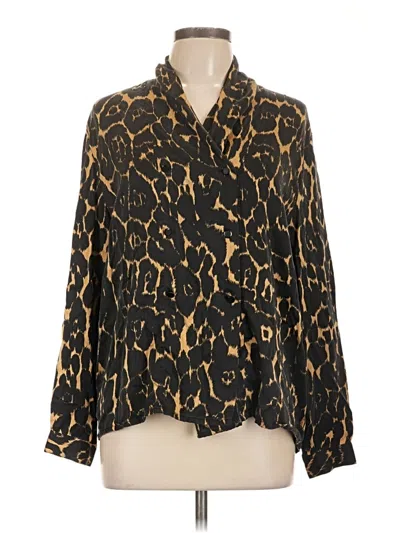 Pre-owned Doncaster Collection Long Sleeve Blouse In Gold