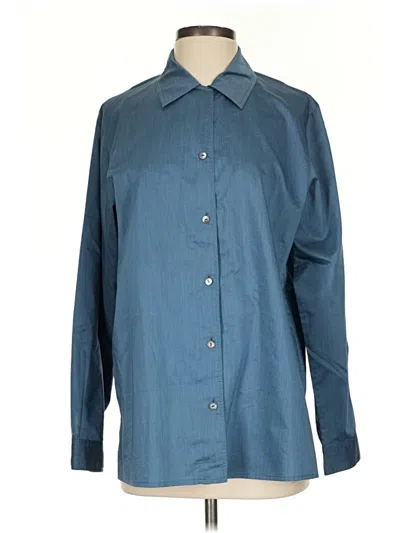 Pre-owned Doncaster Collection Long Sleeve Button Down Shirt In Blue
