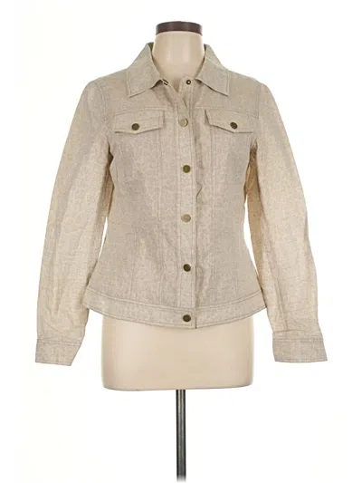 Pre-owned Doncaster Collection Long Sleeve Button Down Shirt In Ivory