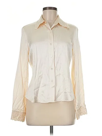 Pre-owned Doncaster Collection Long Sleeve Polo Shirt In Ivory