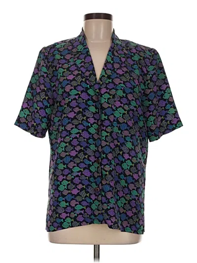Pre-owned Doncaster Collection Short Sleeve Blouse In Black